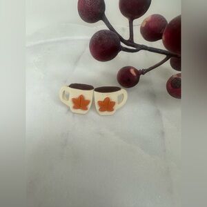 Leaf Design Coffee Mug Earrings